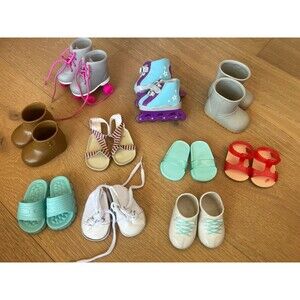 American Girl 18" Doll Shoes Boots Sandals Roller Skates Lot of 10 Pairs Sets